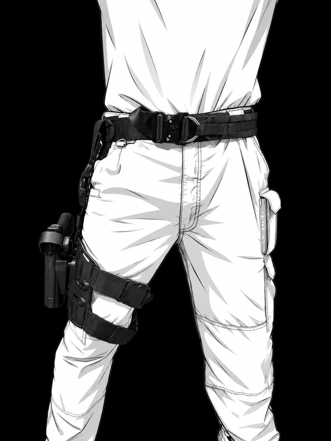 Duty-style belt with a holster and mag pouches