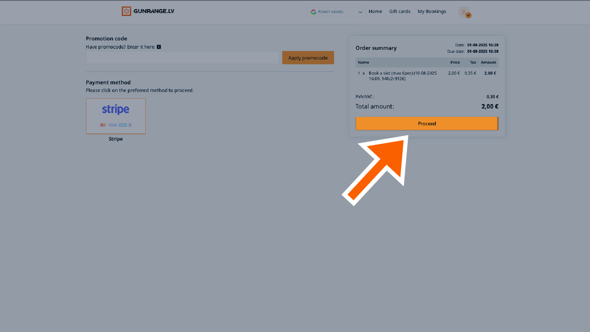Payment confirmation